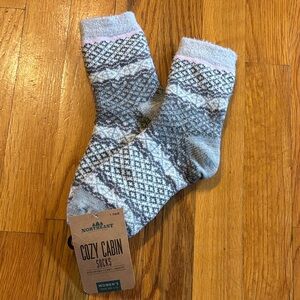Northeast Cozy Cabin Socks - Gray & Pink Super Comfy and Warm New